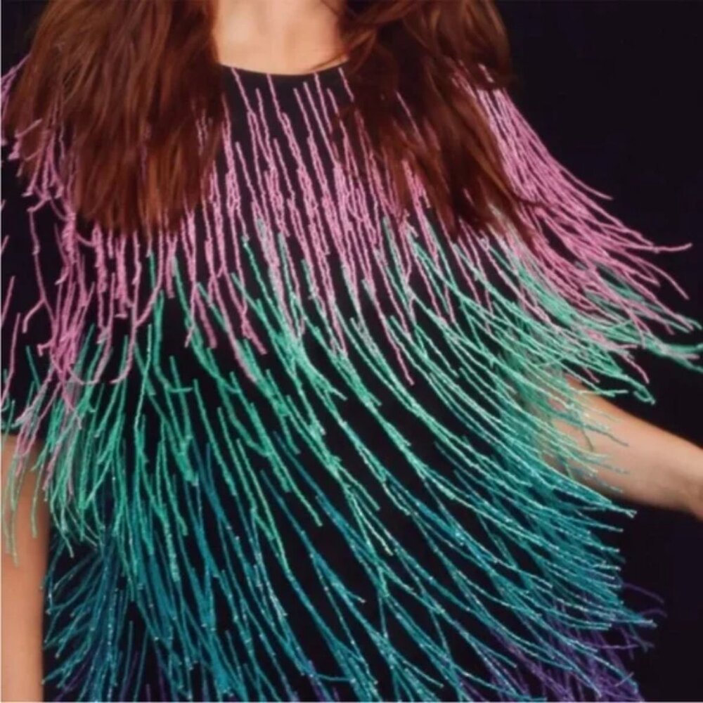Nasty Gal Rainbow Tassel Beaded Shift Dress - Picture 5 of 10